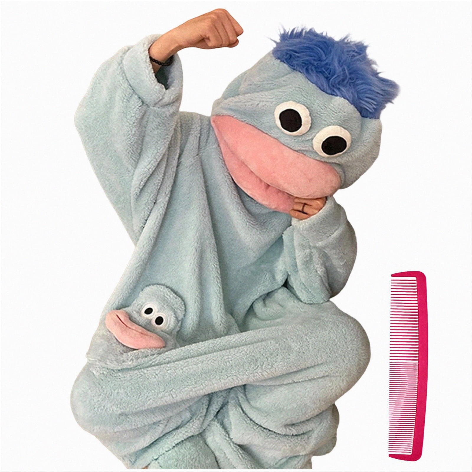 mgoYE Family Warm Big Mouth Monster Onesie Pajamas for Men,Cozy Ultra-Soft Plush One-Piece Loungewear