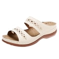 thumbnail image 1 of mgoYE Flat Sandals Size 6.5 Womens Ladies Fashion Solid Color Leather Hollow Breathable Fish Earth Spirit Sandals for Women Slip On Casual Open Toe Wedges Slippers Shoes Sandals|White 9.5, 1 of 9