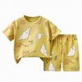 thumbnail image 1 of mgoYE Girl Baby Clothes Casual Round-neck Short-sleeved T-shirt and Short Suit Summer Beachwear|Yellow 3-4 Years, 1 of 6