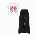 thumbnail image 1 of mgoYE Girl Clothes Size 8-9 Girls Clothes 2 Piece Outfit Short Sleeve Top + Cargo Pants Girls Spring and Summer Outfits, Sizes 7-12 Years(Black,10-11 Years), 1 of 4