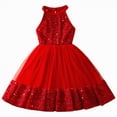 thumbnail image 1 of mgoYE Girl Easter Dress Little Girl Party Dress Princess Sequin Pageant Tulle Flower Girls Wedding Birthday Sparkle Dresses(Red,7-8 Years), 1 of 8