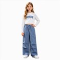 thumbnail image 1 of mgoYE Girl Fall Clothes Linen Outfit Bows Ruffled Shirts + Pant Set Princess Outfit Long 8 9 10 11 12 Years Size 11-12 Years, 1 of 9