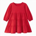 thumbnail image 1 of mgoYE Girl Long Sleeve Dress Tiered Ruffle Swing Tunic Shirt Dress, 1 of 9