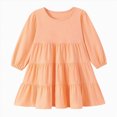 thumbnail image 1 of mgoYE Girl Long Sleeve Dress Tiered Ruffle Swing Tunic Shirt Dress, 1 of 9