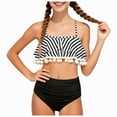 thumbnail image 1 of mgoYE Girl Swimsuit 10 Girls Swimsuits Swimwear Bathing Suit Beach Bikini Two Piece Tie Front Swimsiuts(Light Gray,5-6 Years), 1 of 9