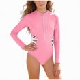 thumbnail image 1 of mgoYE Girl Swimsuit Size 10-12 Tankini Girls Swimsuit One Piece Swimsuits Solid Ruched Bathing Suit for Girls Full Coverage Modest Padded Swimwear(Pink,13-14 Years), 1 of 8