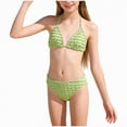 thumbnail image 1 of mgoYE Girl Swimsuit Size 13-17 Girls Two Piece Swimsuits Ribbed Bikini Sets Swimming Bathing Suit Beach Sport Athletic Teen Girls Swimwear(Green,13-14 Years), 1 of 8