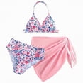 thumbnail image 1 of mgoYE Girl Swimsuit Size 14-16 Girl's 3 Piece Bikini Bathing Suit Printed Sport Swimsuits with Shorts Cove Up Sets Teen Girl's Swimwear(Pink,14-15 Years), 1 of 8