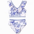 thumbnail image 1 of mgoYE Girl Swimsuit Size 6 Toddler Baby Girls Swimsuit Two Piece Solid Color Stripe Swimwear Summer Beach Bikini Bathing Suit(White,6-7 Years), 1 of 7