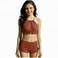 thumbnail image 1 of mgoYE Girl Swimsuits 12-14 Teen Girls Swimsuits Two Piece Sporty Bikini Sets Color Contrast Trim Adjustable Straps Swimsuit with Chest Pad(Brown,15-16 Years), 1 of 9