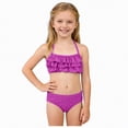 thumbnail image 1 of mgoYE Girl Swimsuits Size 7-8 Girl's 2 Piece Swimsuit Solid Spaghetti Strap Bikini Sets Beach Bathing Suit Swimwear for Teen Kids(Purple,5-6 Years), 1 of 4