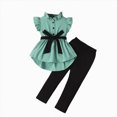 thumbnail image 1 of mgoYE Girl's 2 Piece Outfits Ruffle Sleeve, Peplum Top, Leggings, Bowknot, Flowy Hem, School, Beach, Daily Wear, Sports 4-5 Years, 1 of 8