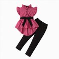 thumbnail image 1 of mgoYE Girl's 2 Piece Outfits Ruffle Sleeve, Peplum Top, Leggings, Bowknot, Flowy Hem, School, Beach, Daily Wear, Sports 5-6 Years, 1 of 4