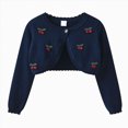 thumbnail image 1 of mgoYE Girl's Cardigans Sweater Cherry Open Front Long Sleeve Cute Casual Loose Sweaters(Blue,1-2 Years), 1 of 9
