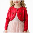 thumbnail image 1 of mgoYE Girl's Cardigans Sweater Cherry Open Front Long Sleeve Cute Casual Loose Sweaters(Red,9-10 Years), 1 of 9
