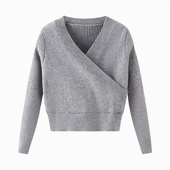 mgoYE Girl's Dance Wrap Sweater Ballet Top Warm up for Leotards, Dress(Grey,140)