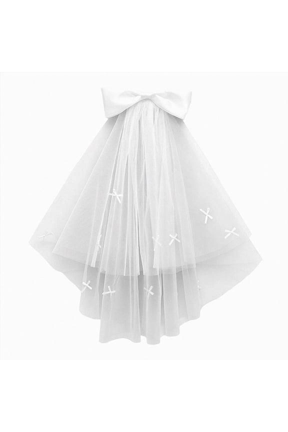 Girl's Veils Headwear Gifts for Girls Two Layers Tulle First Communion Veils for Wedding Prom Party Light Purple 3-8 Years