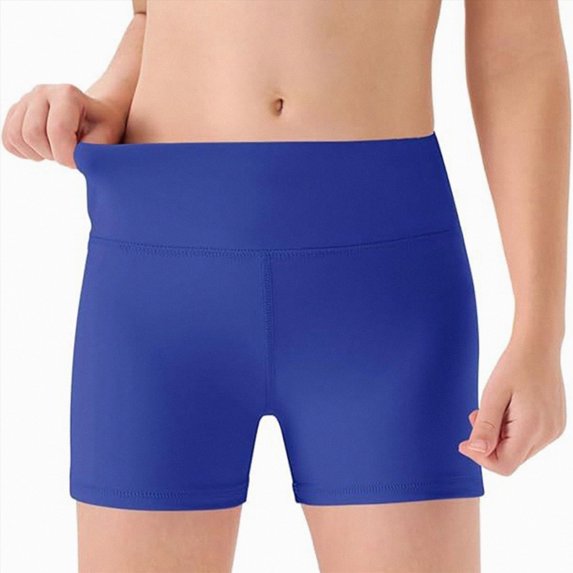 mgoYE Girls Athletic Shorts Kids High Waisted Yoga Dance Biker Shorts Comfy Gymnastics Shorts(Blue,11-12 Years)