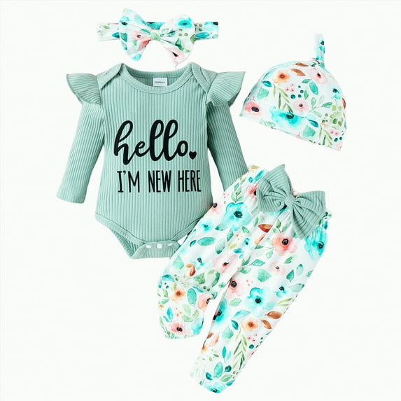 mgoYE Girls Autumn Outfits Girl Cow Print Long Pant Set Clothes (Green,0-3 Months)