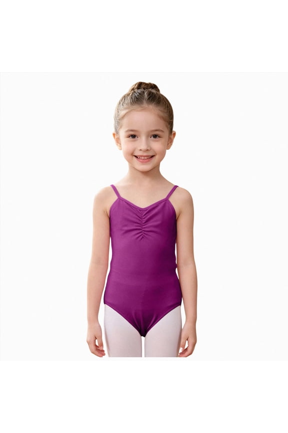 Girls Ballet Leotard, Camisole Girls Dance Leotard with Adjustable Straps for Ballet, Gymnastics(Dark Purple,11-12 Years)