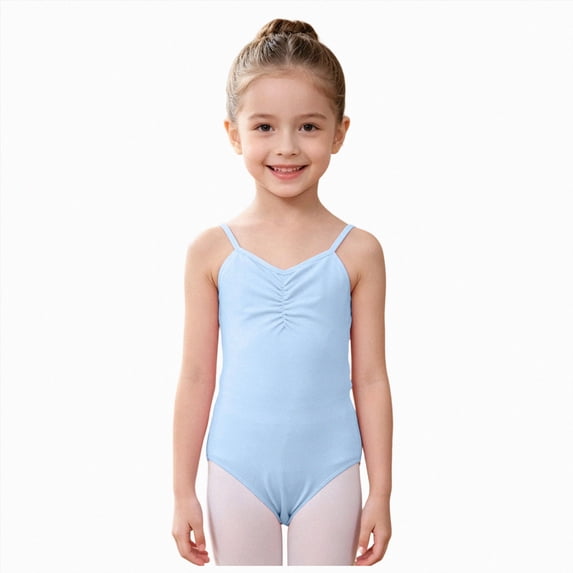 mgoYE Girls Ballet Leotard, Camisole Girls Dance Leotard with Adjustable Straps for Ballet, Gymnastics(Light Blue,13-14 Years)