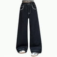 thumbnail image 1 of mgoYE Girls Bootcut Jeans Girl's Raw Hem Flare Jeans Long Bell Bottom Wide Leg Denim Pants with Pockets Ripped Jeans for Girls(Dark Blue,11-12 Years), 1 of 8