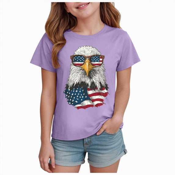 mgoYE Girls Boy's American 250th Anniversary Printed Casual Sweatshirt 250 Years 1776–2026 Patriotic Shirt 250th Anniversary Flag Tee(Purple,13-14 Years)