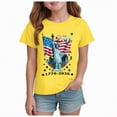 thumbnail image 1 of mgoYE Girls Boys American Flag Shirt 4th of July T-Shirt Patriotic Short Sleeve Tee USA Flag Stripe Star Summer Blouse Tops 250th Anniversary USA Polo Shirt Girls(Yellow,2-3 Years), 1 of 4