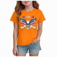 thumbnail image 1 of mgoYE Girls Boys American Flag Shirt Short Sleeve USA 4th of July Flag Tops Loose Patriotic Novelty T-Shirts Navy 250th Anniversary Gifts(Orange,5-6 Years), 1 of 5
