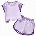 thumbnail image 1 of mgoYE Girls Clothes 1-2 Years Color Block Sleeveless Tank Top with Shorts 2PCS Summer Outfits Purple, 1 of 6