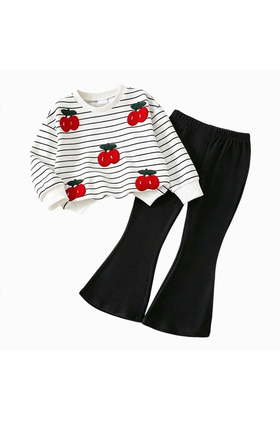 Girls Clothes Long Sleeve Sweatshirt + Pants 2PCS Girls Spring Fall Clothing Sets Outfits Set(White,5 Years)