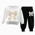 thumbnail image 1 of mgoYE Girls Clothes Long Sleeve White Bow Sweatershirt and Pants 2 Pieces Fall Winter Outfits Set 1-2 Years, 1 of 4