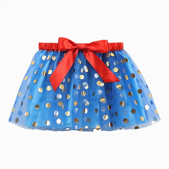mgoYE Girls Dots Pattern Cute Bow Tutu Skirt Girls Layered A Line Skirt Cute Halloween Dance Dress for 3 8 Years(Blue,2-4 Years)
