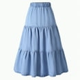 thumbnail image 1 of mgoYE Girls Dress Easter Dress Girl's Denim Midi Skirt Ruffle Hem Elastic Waisted A Line Skirts(Blue,7-8 Years), 1 of 9