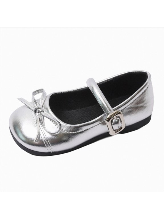 Girls Dress Shoes Toddler Little Kids Mary Jane Flats Bowknot Flower Girl Back to School for Party Wedding 11