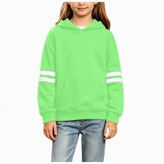mgoYE Girls Fashion Hoodies Kids Cute Striped Long Sleeve Tops Hooded Sweatshirts