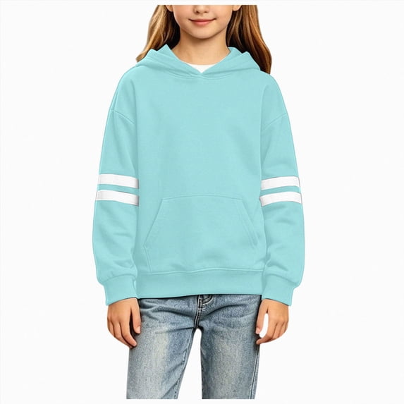 mgoYE Girls Fashion Hoodies Kids Cute Striped Long Sleeve Tops Hooded Sweatshirts