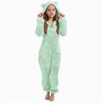 thumbnail image 1 of mgoYE Girls Fleece Hooded Onesie Pajamas 2-13 T Cute One Piece Fuzzy Sleepwear Zip Up Jumpsuits Winter Warm Lounge Outfits(Mint Green,13-14 Years), 1 of 7