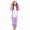 thumbnail image 1 of mgoYE Girls Hooded Romper Jumpsuit Soft Comfortable with Ears Soft Warm Winter Pajamas for Toddler Big Kids(Light Purple,8-9 Years), 1 of 5