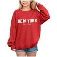 thumbnail image 1 of mgoYE Girls Hooded Sweatshirt , New York Drop Shoulder Long Sleeve Kids Jumper,Trendy Oversize Crew-Neck Cute Clothes Tops(Black,5-6 Years), 1 of 4