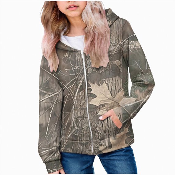 mgoYE Girls Hoodie Girl's Graphic Hoodie Long Sleeve Drop Shoulder Hooded Sweatshirts Loose Vintage Pullovers|Brown 5-6 Years