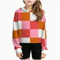thumbnail image 1 of mgoYE Girls Hoodie Girls Crop Tops Kids Hoodies Cute Plaid Color Block Shirts Long Sleeve Cropped Casual Pullover Fashion Sweatshirts|Pink 10-11 Years, 1 of 4