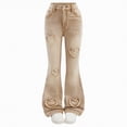 thumbnail image 1 of mgoYE Girls Jeans Size 10 Girls Jeans Cute Heart Bow Print Jeans High Elastic Waisted Denim Trousers Kids Casual Streetwear Wide Leg Baggy Jean Ripped Jeans for Girls(Khaki,7-8 Years), 1 of 8