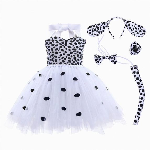 mgoYE Girls Jungle Themed Animal Dress Clothes Baby Cow Outfit Kids Halloween Birthday Party Role Play Size 1-2 Years