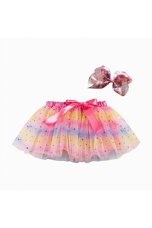 Girls Layered Rainbow Tutu Skirt Dance Dress Ruffle Tiered Clubwear(Multicolour,5-8 Years)