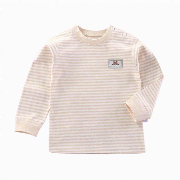 mgoYE Girls Long Sleeve Striped T-Shirt, Ribbed Cotton, Casual Crewneck Top(Yellow,2-3 Years)