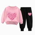 thumbnail image 1 of mgoYE Girls Outfit Sets 2 Pieces, Heart Printed Long Sleeve Pullover Black Pants Girls Clothing Sets 9-10 Years, 1 of 4