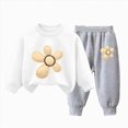 thumbnail image 1 of mgoYE Girls Outfit Sets 2 Pieces, Pullover Long Sleeve Floral Graphic Grey Pants Girls Clothing Sets 4-5 Years, 1 of 5