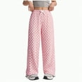 thumbnail image 1 of mgoYE Girls Pants Size 8 Baggy Sweatpants for Teen Girls Oversized Wide Leg Loose Sweat Pants Elastic High Waist Drawstring Athletic Casual Joggers|Pink 11-12 Years, 1 of 7