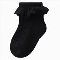 thumbnail image 1 of mgoYE Girls Ruffle Socks 0-12 Years Ruffle Lace Frilly Dress Socks for Newborn Infant Toddler(Black,XL), 1 of 5
